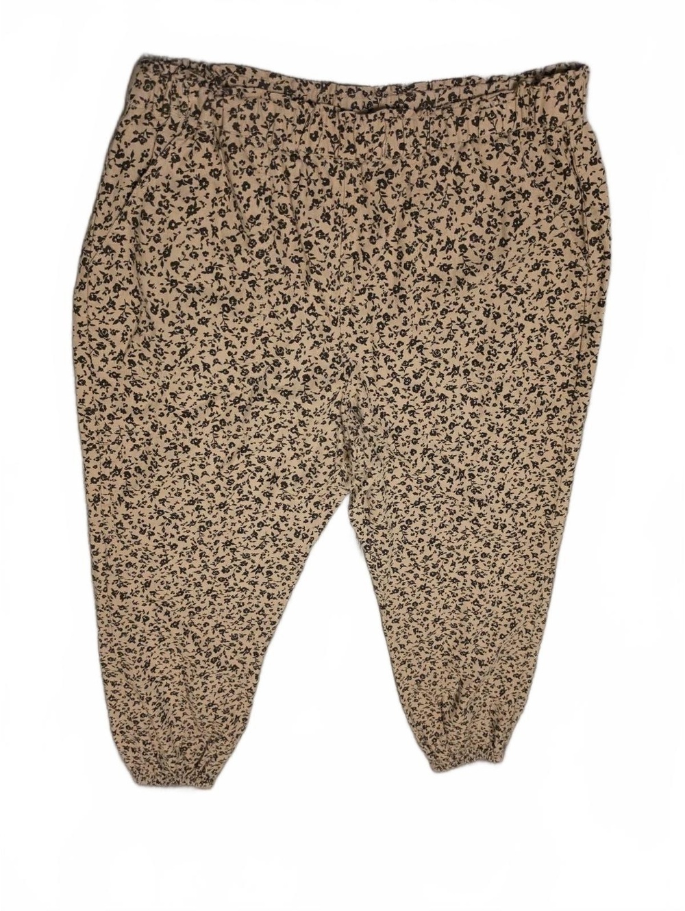 Daytrip Women's Beige Floral Print Elastic Waist Pants